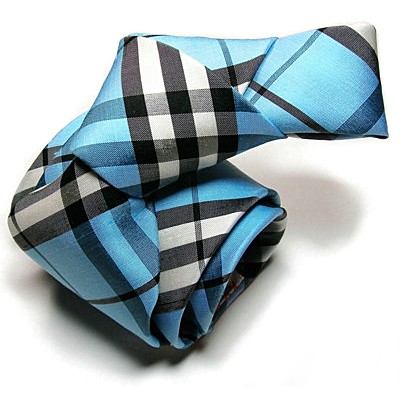 NELSON WADE, custom bespoke silk tie 10 royal blue plaid.